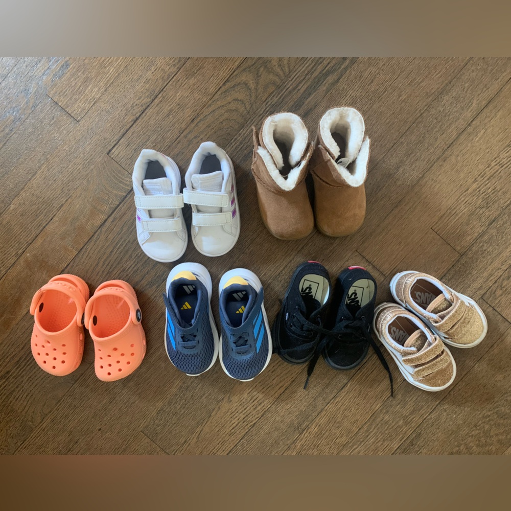 Lot of toddler shoes. Size 4-5. Adidas. Vans. Crocs. Uggs.